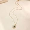 2026 High-End Green Zirconia Necklace & Ring Set, Micro-Paved Retro Clavicle Chain in Goddess Style.