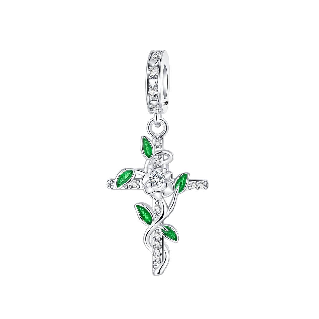 925 Silver Green Series Flower Tree Apple Pendant DIY Fine Beads Fit Original Charms Bracelet Women Jewelry Diy