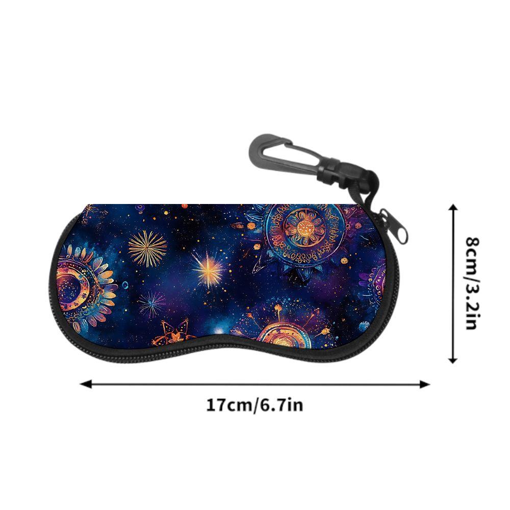 2D-Celestial Galaxy Mandala Print Eyewear Organizer, Sunglasses Case, Soft Protective Spectacle Pouch, Portable Travel Accessories for Women