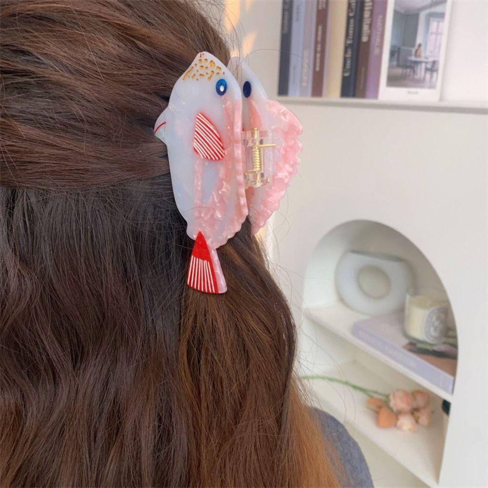 Large Marine Life Fish Hair Clip Colorful Fish Grab Clip Acetic Acid Hairpin Streetwear