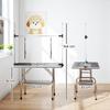 42" Dog Grooming Table, Adjustable Pet Cat Drying Beauty Table with 2 Loops Storage Basket, Rubber Top, Black