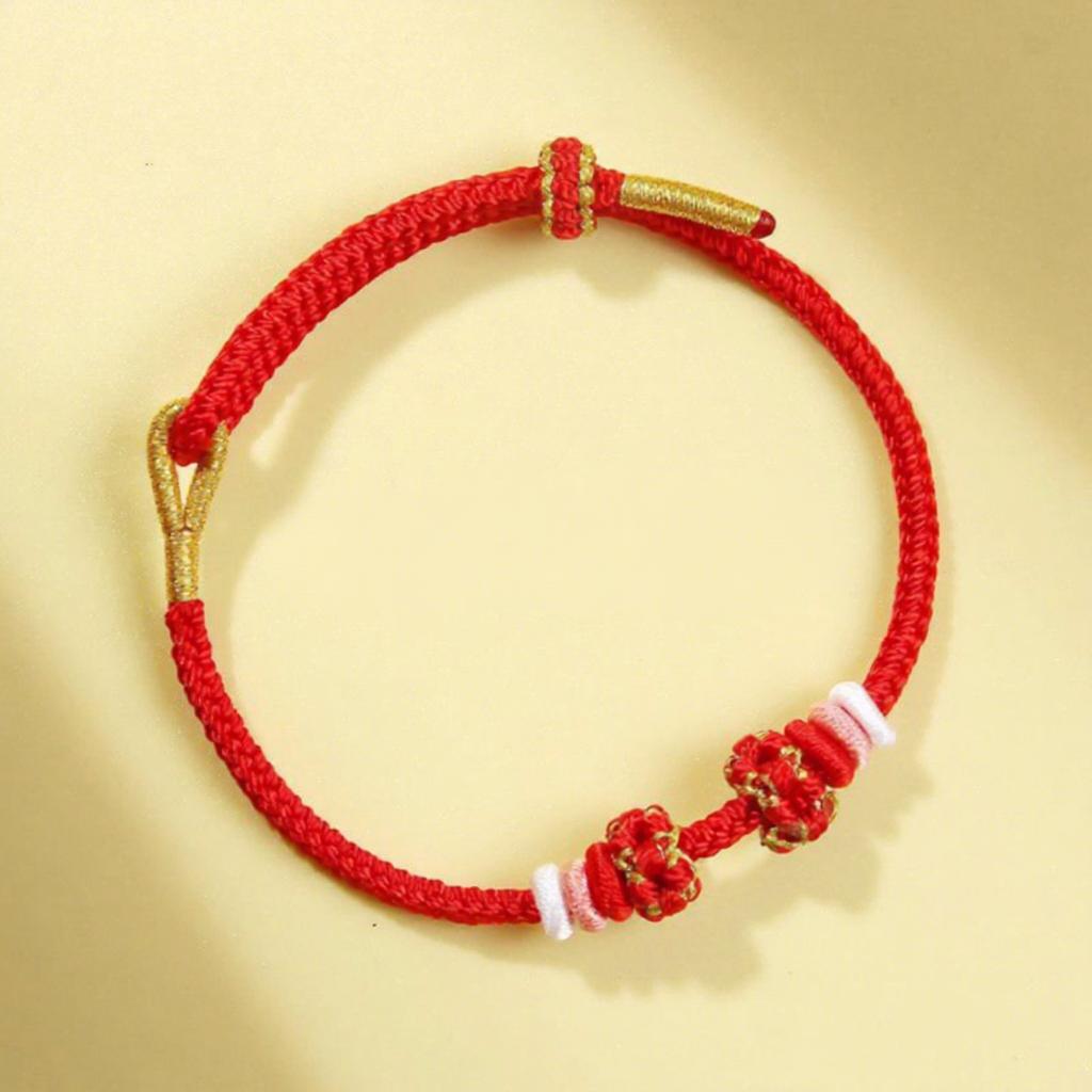 Gradient Color Peach Blossom Knot Bracelet Handmade Braided Adjustable Inspirational Good Luck and Wealth Bracelet