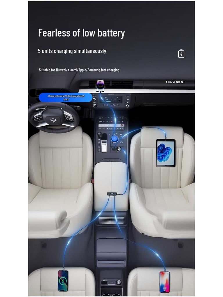 Multifunctional Car Charger with QC3.0+PD Fast Charging, 12V/24V Compatibility, and Voltage Display