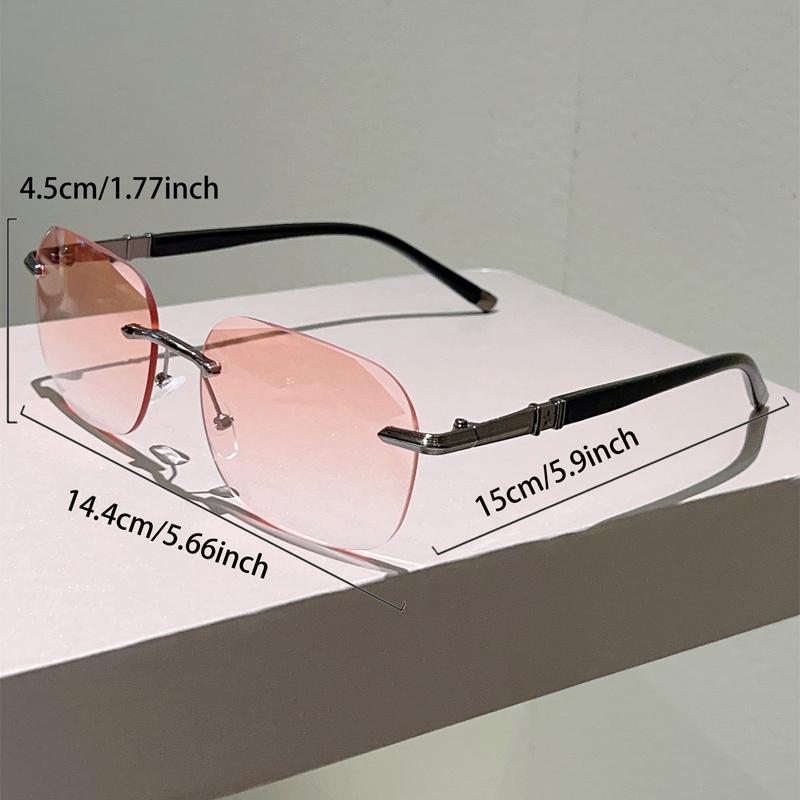 Oversized Rimless Sunglasses Men New Vintage Gradient Outdoor Decor Shades Women Trendy Brand Design Casual Sun Glasses