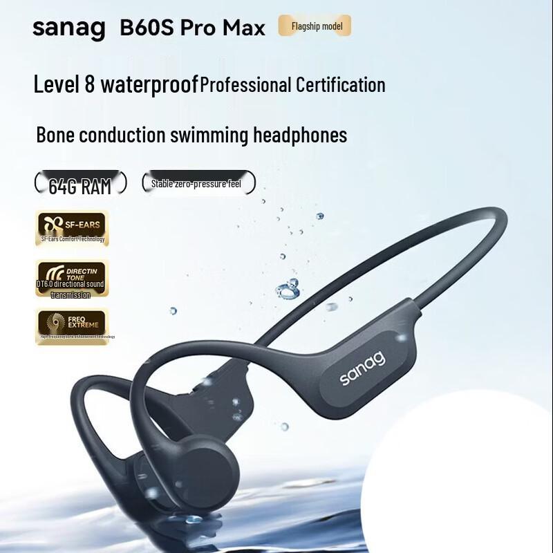 Sanag B60S Pro 64GB Bone Conduction Open-Ear Sports Headphones