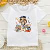 New Summer Style Boys TShirt Funny Dog Reading Book Cartoon Print Toddler Tshirt Fashion Casual Girls T Shirt White ONeck Tops