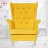 Gaja Wing Chair with Footrest Scandinavian Family Meble Yellow + Pouf