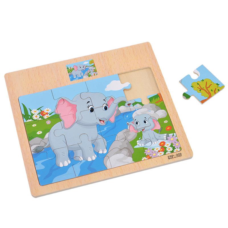 New Wooden 12 Piece Puzzle Puzzle Infant and Child Educational Early Education Toys Animal Traffic Wooden Puzzle Toys