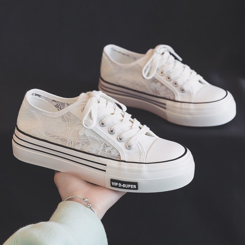 

2025 summer new breathable platform canvas shoes women s shoes summer thin mesh board shoes women s mesh mesh shoes 35