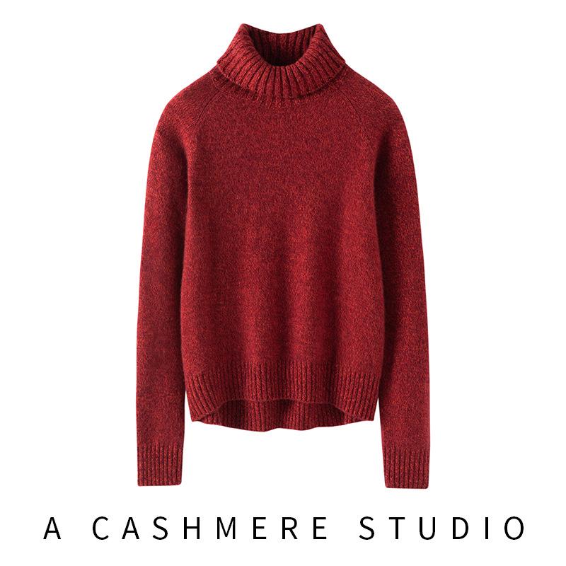 

Женский кашемировый свитер тяжелой вязки - Высокий воротник, Плотный, Свободный крой, Стиль Фэй Вонг, Идеально для осени и зимы. One Size