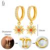 925 Sterling Silver Needle Vintage Heart/Shell Pendant Earrings Round/Square Plate Hoop Earrings for Women Party Fashion Jewelry