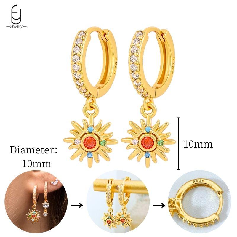 925 Sterling Silver Needle Vintage Heart/Shell Pendant Earrings Round/Square Plate Hoop Earrings for Women Party Fashion Jewelry