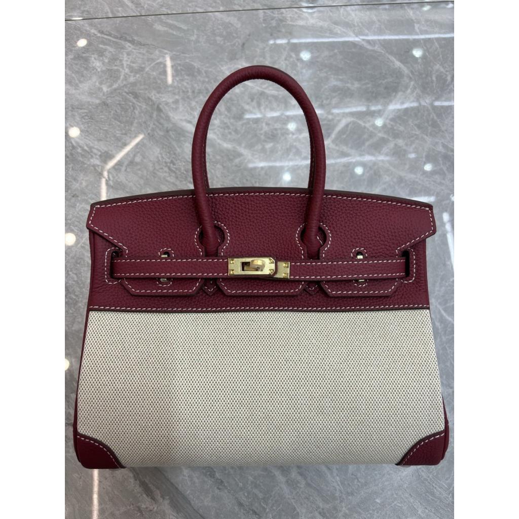 Erste Schicht aus Rindsleder mit Litschi-Muster mit Leinwand-Platin-Tasche 25-30CM (H02 Stoff BK)