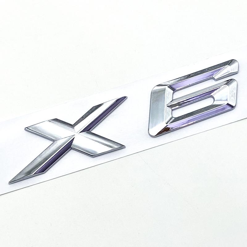 3D ABS Black Chrome Car Letters Rear Trunk Badge X6 Logo For BMW X6 Sticker Emblem X6 Lettering Accessories