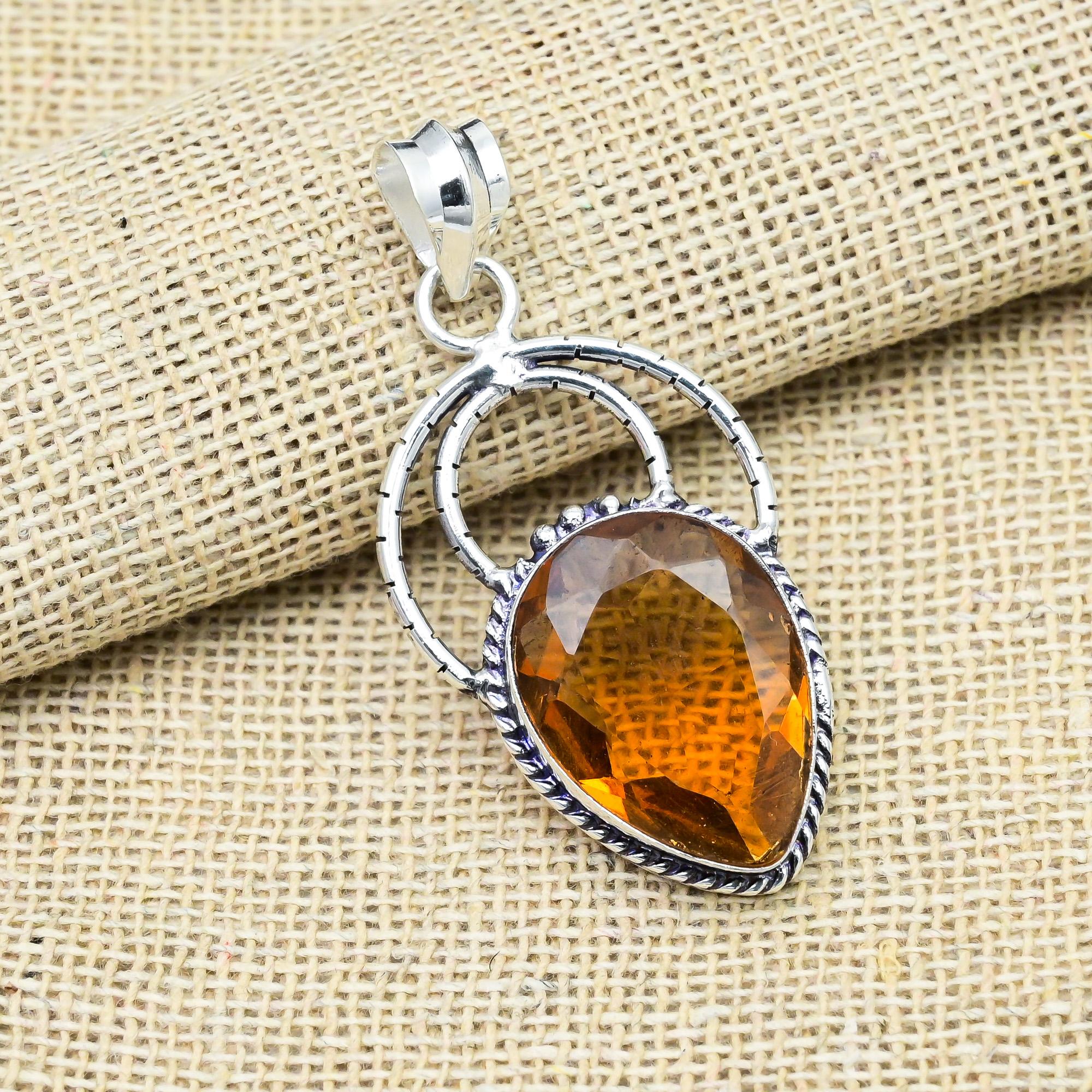 

Incredible Morganite Gemstone Handmade Jewelry 925 Sterling Silver Pendant Gift For Love 1.96 Inches оранжевый