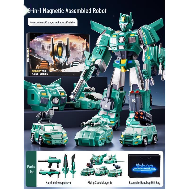 HANDUNYOU 9-in-1 Transforming Magnetic Robot Toy