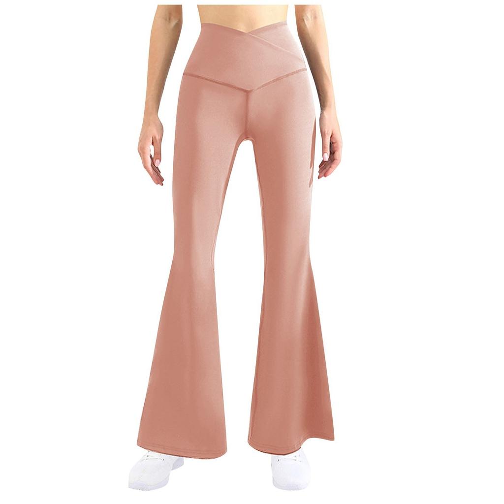 Damenmode Freizeit Kreuz Taille Einfarbig Sport Yoga Leggings Hose