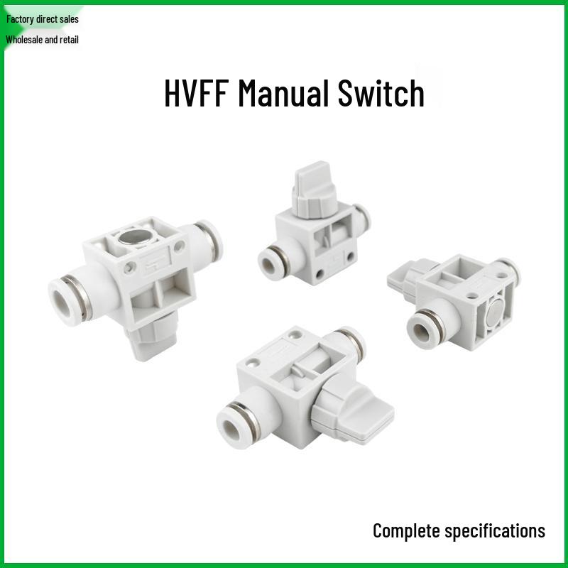 Quick Connector Air Hose Plug: One-Way Manual Flow Control Valve HVFF6/8/10/12 - Available in Blue, White, or Black.