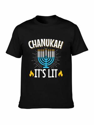 Brand Men Shirt Chanukah It S Lit Menorah Hanukkah Shirt