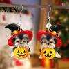 Novelty Halloween Party Earrings Witch Hat Puppy Earrings, Cute Dog Pumpkin Drop Reliable Buckle Dangle Lightweight Acrylic Jewelry, Accessories