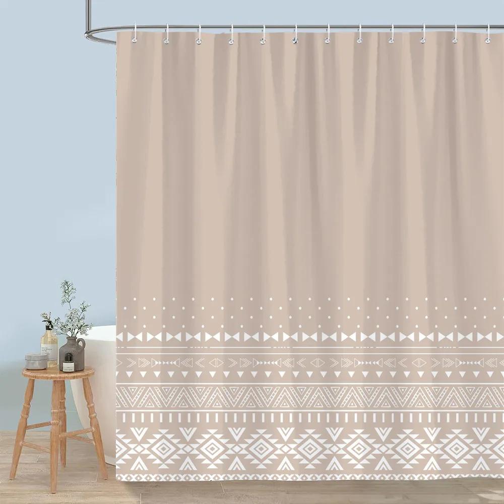 Simple Modern Rainbow Shower Curtain Abstract Geometric Lines Colourful Polyester Fabric Bath Curtains With Hooks Bathroom Decor