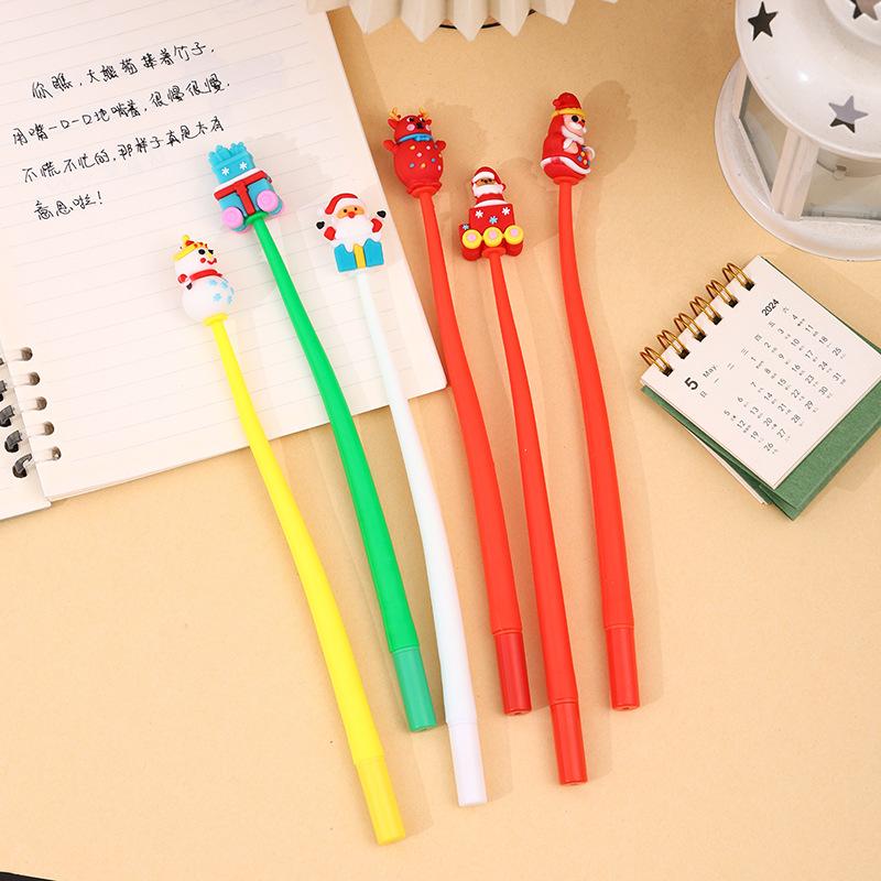 48Pcs Cartoon Christmas Gel Pens Children Gift Elk Snowman Ornamant Christmas Party Favor Gift Pen School Stationery Prize Office Gift Holiday Gift No