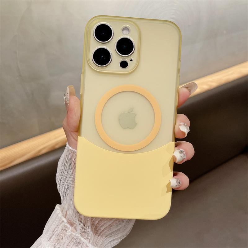 Anwendbar für iPhone16 Spleißkontrastfarbe Zwei-in-eins Matt Magnetische Saug-Handyhülle Apple 15pro Vollständige Schutzhülle