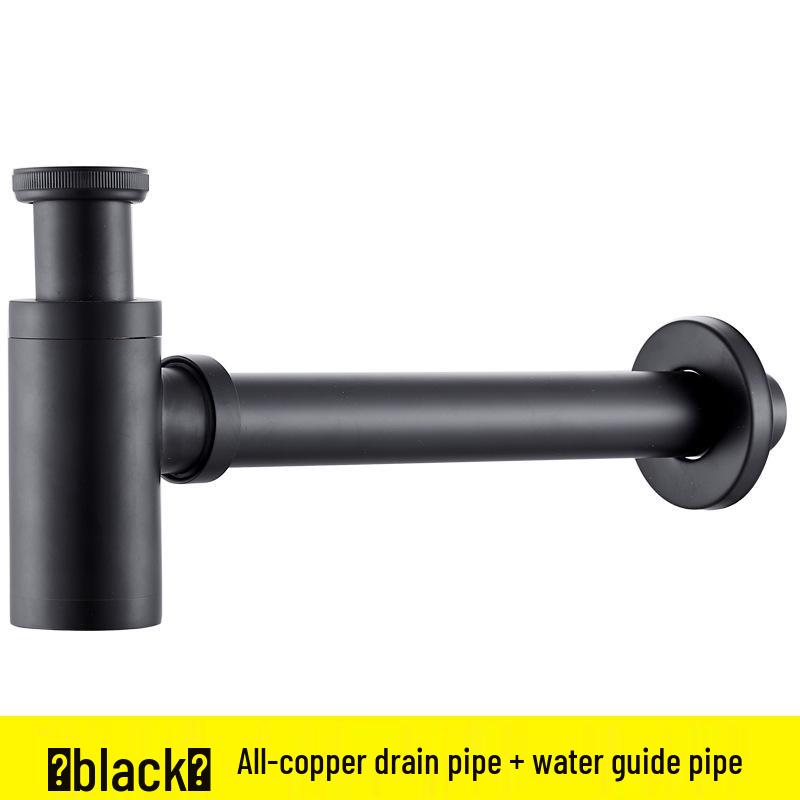 All-Copper Wall-Mounted Sink & Washbasin Drain Pipe, Odor-Proof Drainer Accessory