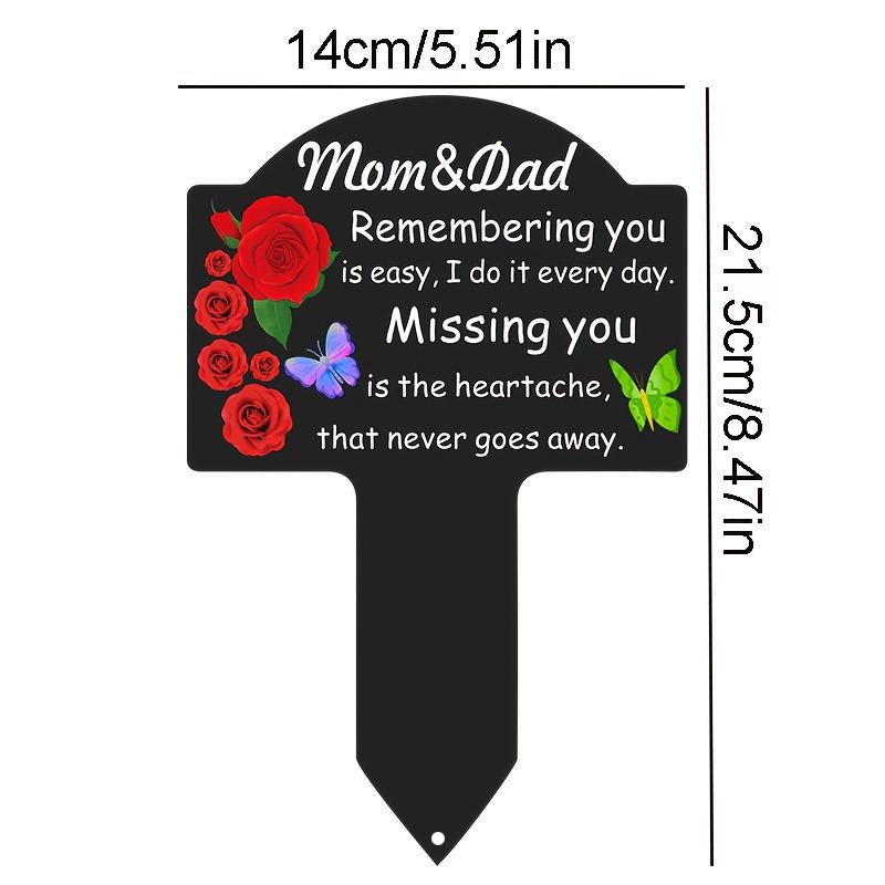 1pc Garden Memorial Stake for Mom/Dad/Brother/Mom and Dad/Husband/Wife and Other Relatives, Flower Butterfly Theme for Cemetery