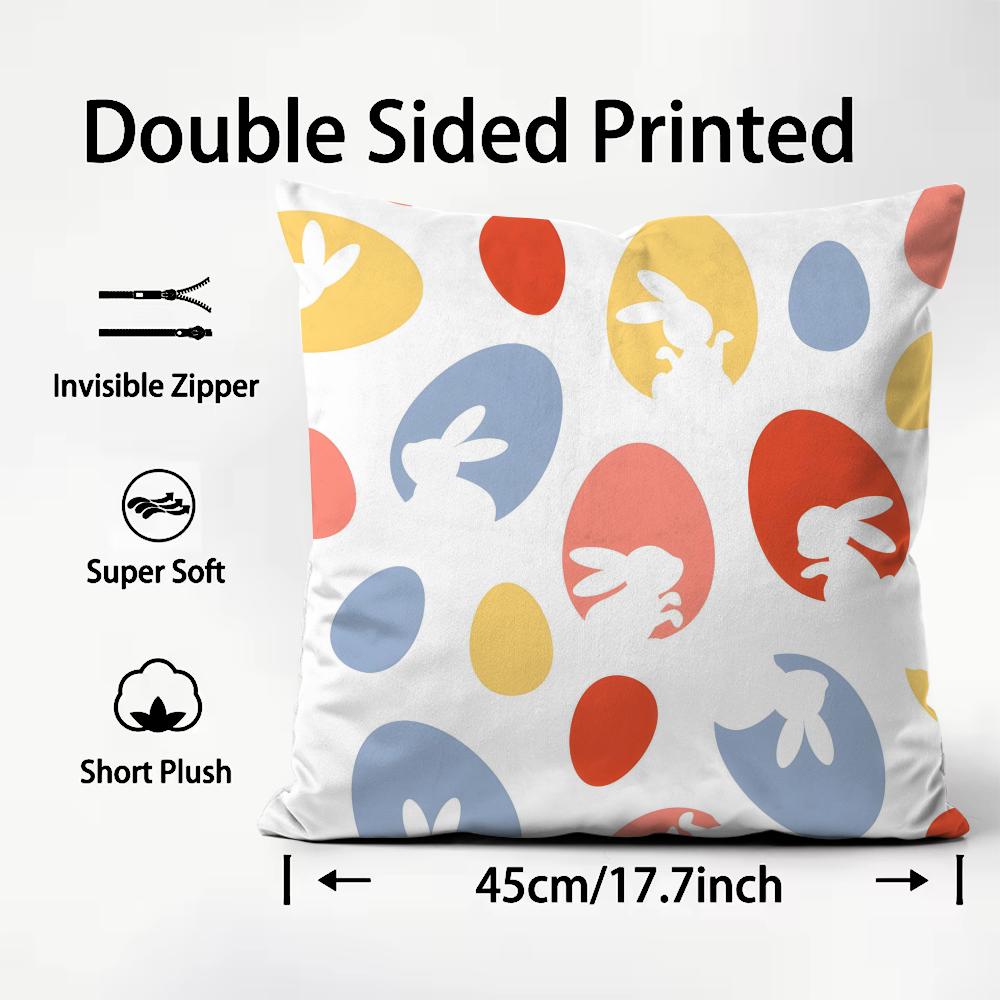 Easter Hot Cushion Cover Plush Fabric Soft DoubleSided Printed Sofa Warm Winter Home Child Gift Pillow Case