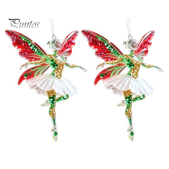 Festive Party Supplies 2Pcs Glitter Ballet Girl Keychain, 2D Acrylic Hanging Pendant for Bag Backpack, Sparkling Ornaments Trees Dancer Car