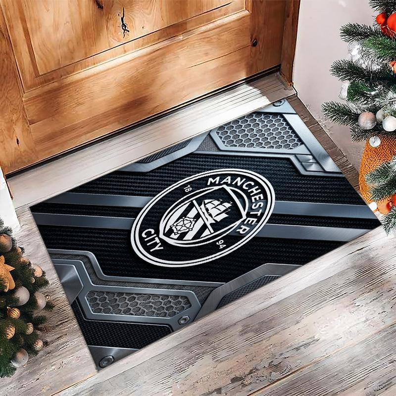 Manchester City Geprint Flanellen Vloerkleed Niet-Glijdend Zacht Polyester Vloerkleed Binnen Decoratie Mat voor Slaapkamer Woonkamer Bank