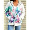 Zipper Splicing Fashion Loose Women's Casual Flower Print Hoodie Fashion Spring And Summer