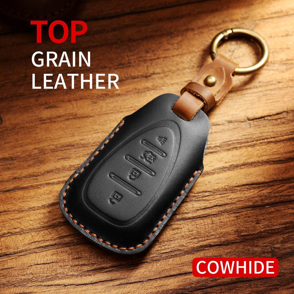 Genuine Leather Car Key Cover for Chevrolet Cruze, Malibu, Trax, Onix (21 Models)