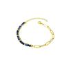 Elegant 18k Gold-Plated Stainless Steel Bracelet with Natural Stone Inlay - Trendy and Fade-Resistant for Women