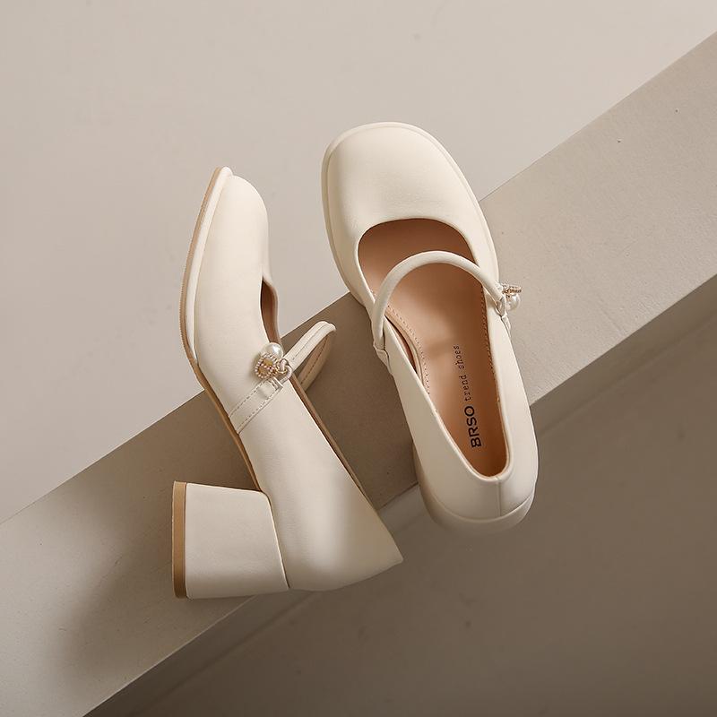 Summer women's shoes new Mary Jane shoes high heels versatile cheongsam light mouth single shoes