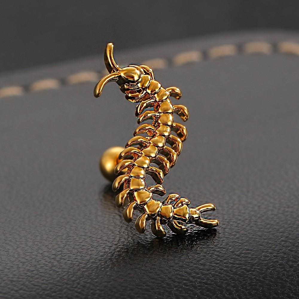Stainless Steel Centipede Cartilage Jewelry Retro Style Does Not Fade Gothic Punk Stud Earrings Necklace Unique Design