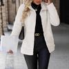 Women S Loose Casual Plush Coat With Pockets Lapel Zip Up