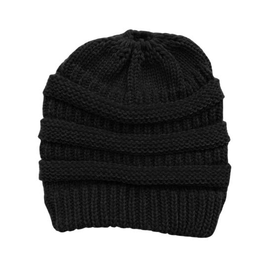 Women's Ponytail Hat Winter Warm Knitted Hat with Ponytail Tail Hole Soft Stretch Cable
