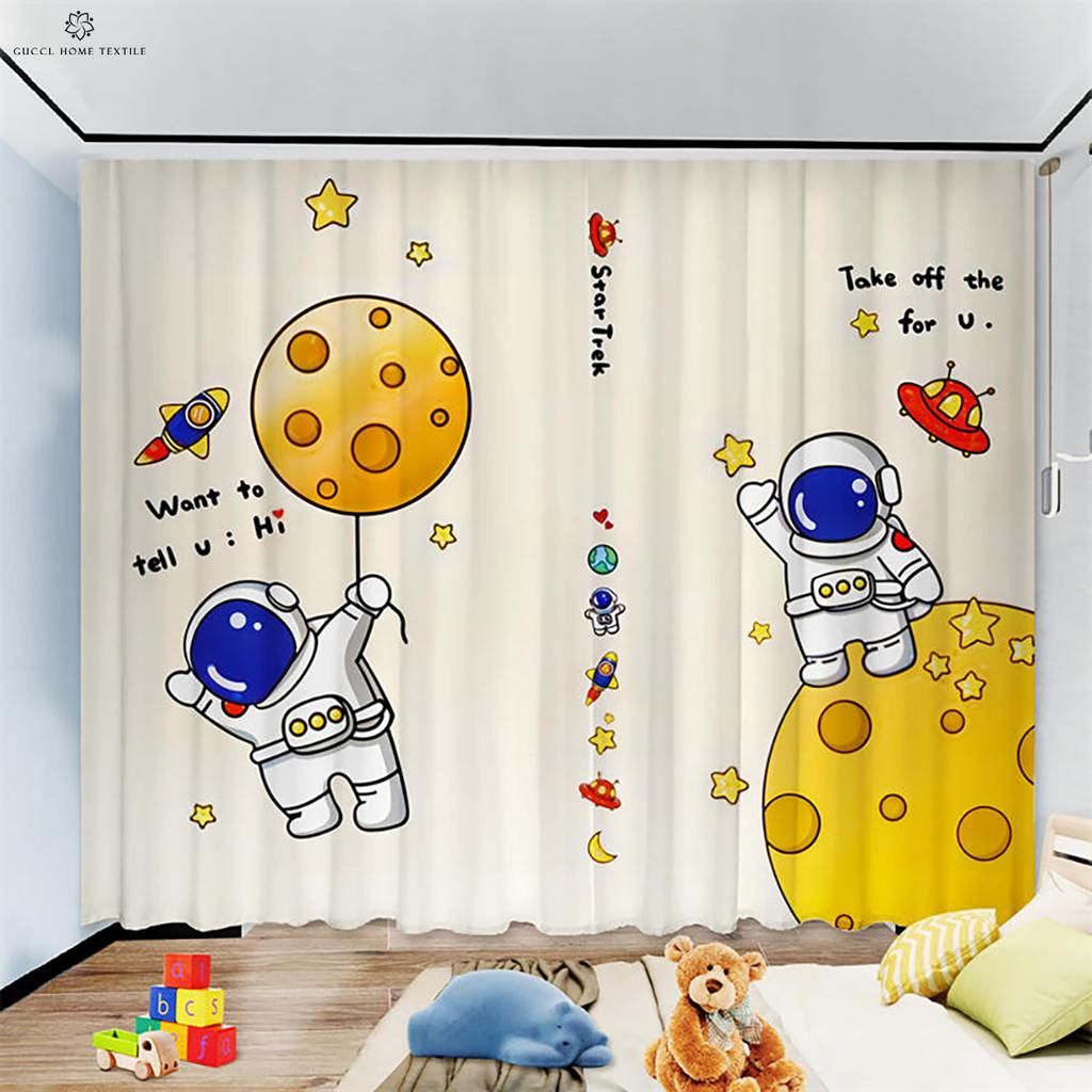 High Light-Proof Heat-Insulating Curtains, Cartoon Universe, Children's Room, Bedroom, Living Room, Balcony Window 2PCS