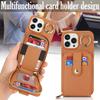 For iPhone 14 Pro Max Case with Zipper Pouch/Ring Kickstand/Strap Litchi Texture PU + TPU Phone Cover
