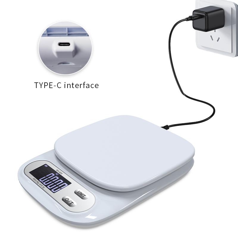

1/7kg 1g USB LCD Kitchen Scale 3kg 0.1g Accuracy Waterproof Weighing Balance Multi Unit Type-C Digital Food Scales