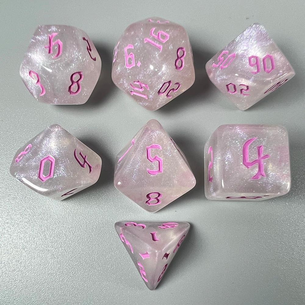 7Pcs/Set 7-Die Polyhedral Dice Acrylic Game Dice New DND Dice  For TRPG DND