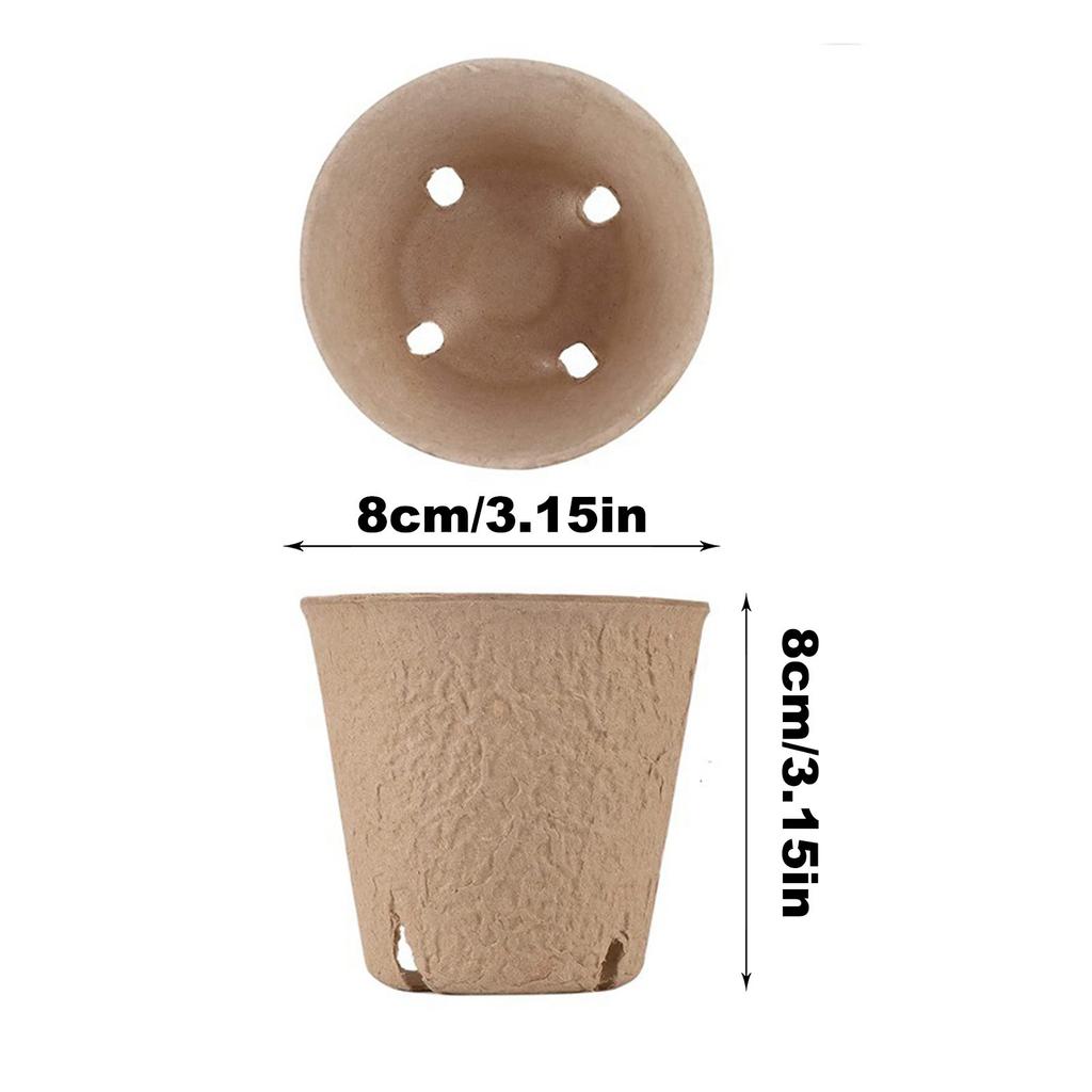 Disposable Plant Germination Pot with Drainage Holes, Biodegradable Pulp Seedling cup,Garden Plant Nursery Pots Seed Trays Set