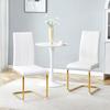 White Dining Chair made of PU Leather, Stable Metal Frame with Gold Look – Elegant Chair for Dining Room & Living Room
