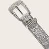 Bling Bling Sparkling Rhinestone Studded Western Metal [Lamerry] Belt, Belt, Buckle, 115cm, Men's & Women's (Silver)