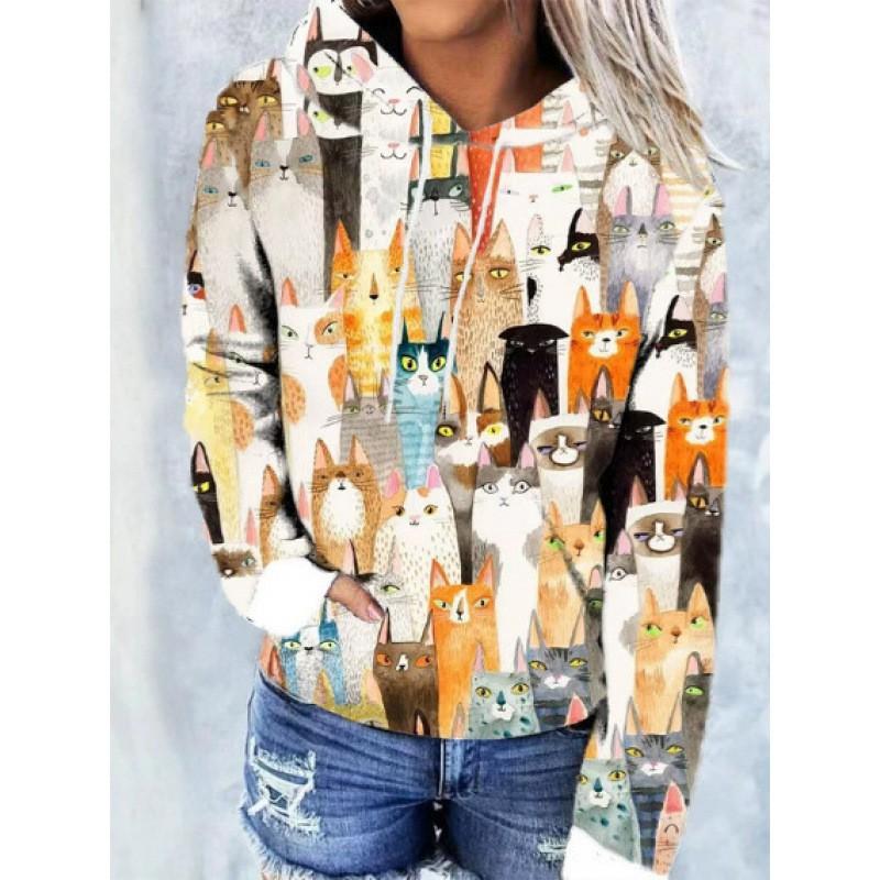 Womens Oversized Hooded Sweatshirt With Christmas Print 3D Digital Loose Fit Long Sleeve Casual Top