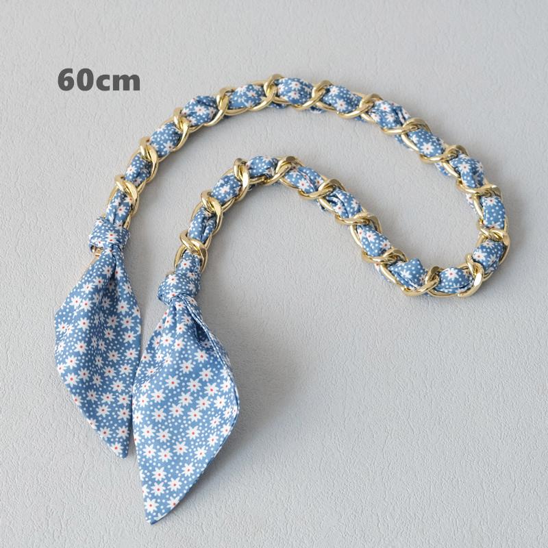 New Fashion Brand Woman Handbag Accessory Chains Detachable Floral Print Gold Silver Metal Silk Shoulder Strap Women DIY Chain Bag Handles
