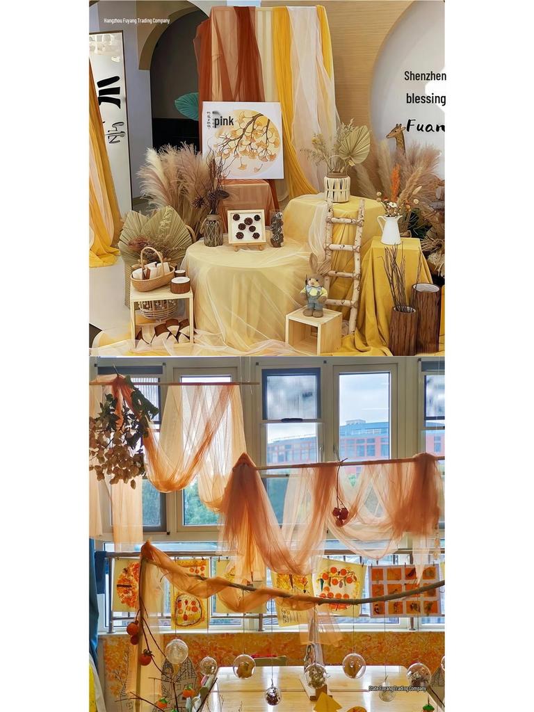 Autumn Harvest Orange Yarn Curtain for Kindergarten Nature Corner Decoration