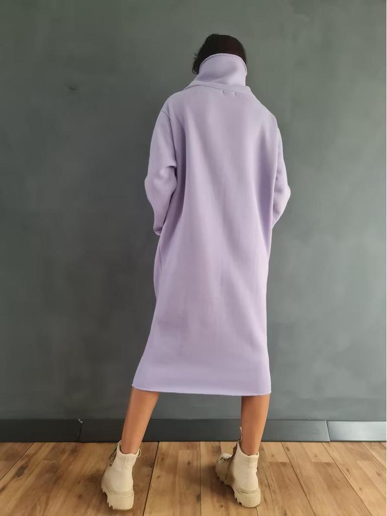 2024 Autumn/Winter Women's European & American Plus Size High Neck Solid Color Long Sweatshirt